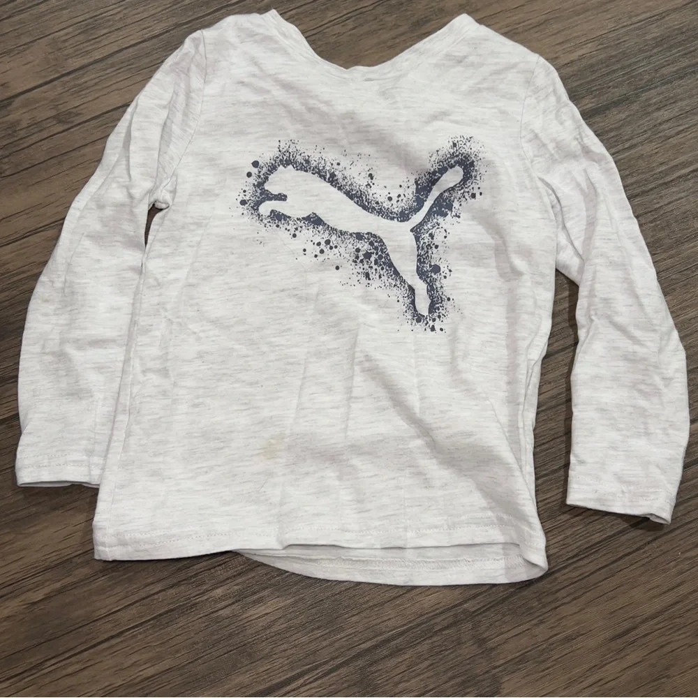 PUMA Outfit Elastic Waist Blue Pants. Heather Grey Long Sleeve Puma Logo… - Picture 8 of 10